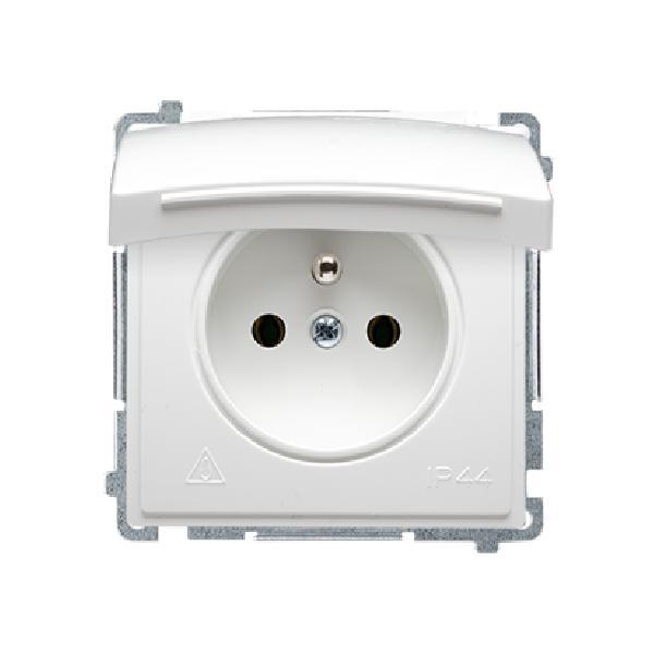 SIMON BASIC gniazdo pojedyncze hermetyczne IP44 z/uz. zaciski śrubowe 16A 250V (moduł) biały