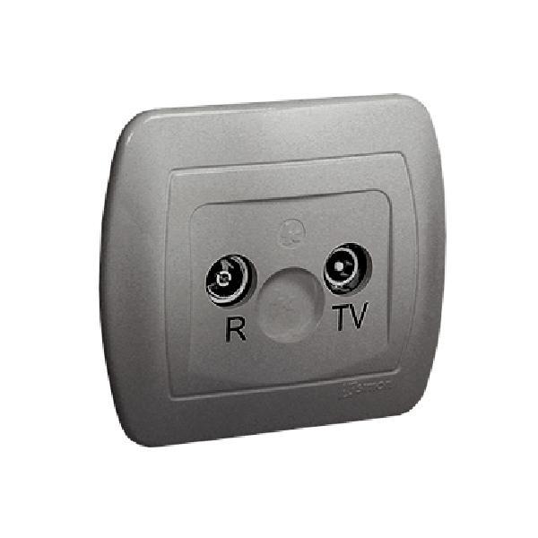 SIMON AKORD gniazdo antenowe R-TV końcowe separowane aluminiowy
