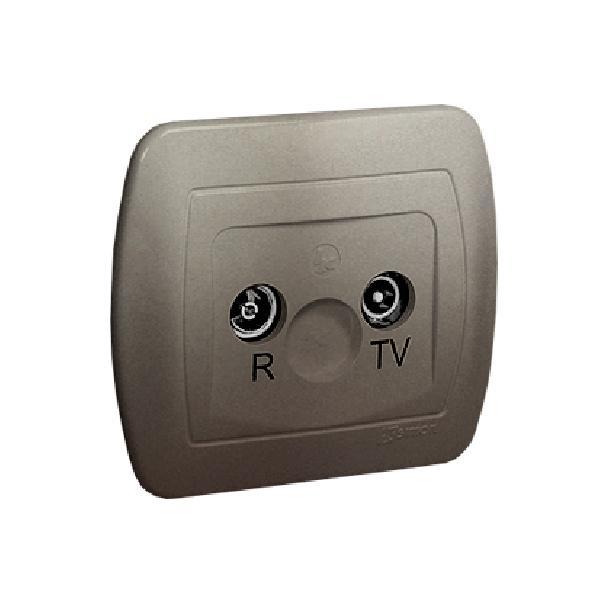 SIMON AKORD gniazdo antenowe R-TV końcowe separowane satynowy