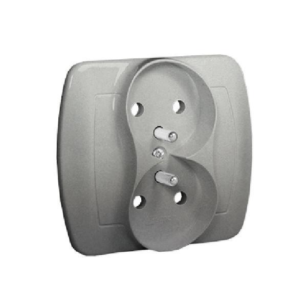 SIMON AKORD gniazdo podwójne z/uz. zaciski śrubowe 16A 250V aluminiowy