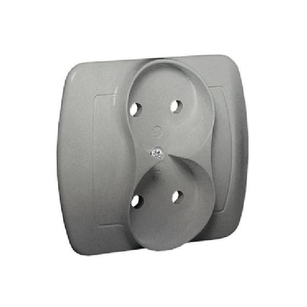 SIMON AKORD gniazdo podwójne b/uz. zaciski śrubowe 16A 250V aluminiowy