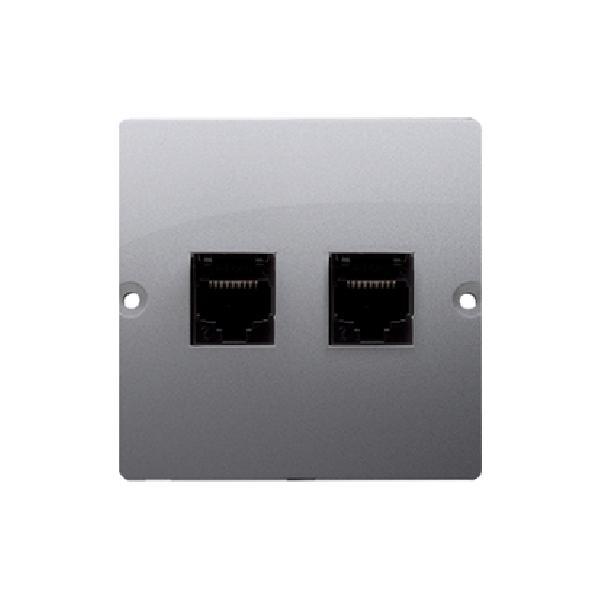SIMON BASIC gniazdo komputerowe podwójne RJ45 kat.5e (moduł) stal inox