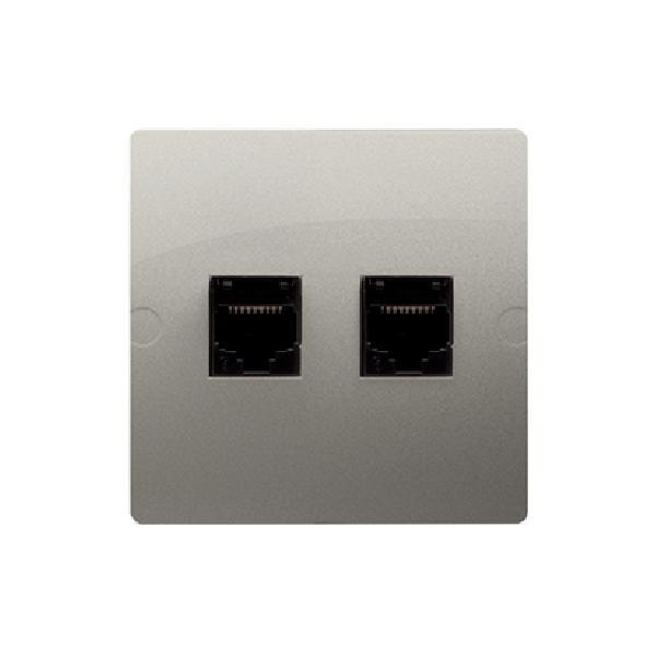 SIMON BASIC gniazdo komputerowe RJ45 kat.5e + telefoniczne RJ11 (moduł) satynowy
