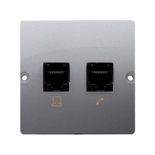 SIMON BASIC gniazdo telefoniczne RJ12 podwójne (moduł) stal inox
