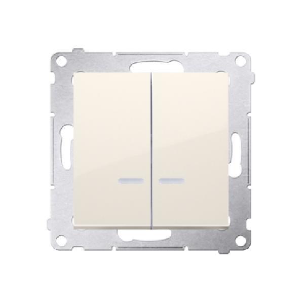 SIMON 54 wyłącznik świecznikowy IP44 z podświetleniem LED szybkozłącza 10A 250V (moduł) kremowy