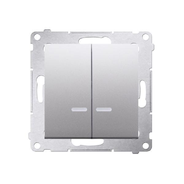 SIMON 54 wyłącznik świecznikowy IP44 z podświetleniem LED szybkozłącza 10A 250V (moduł) srebrny mat