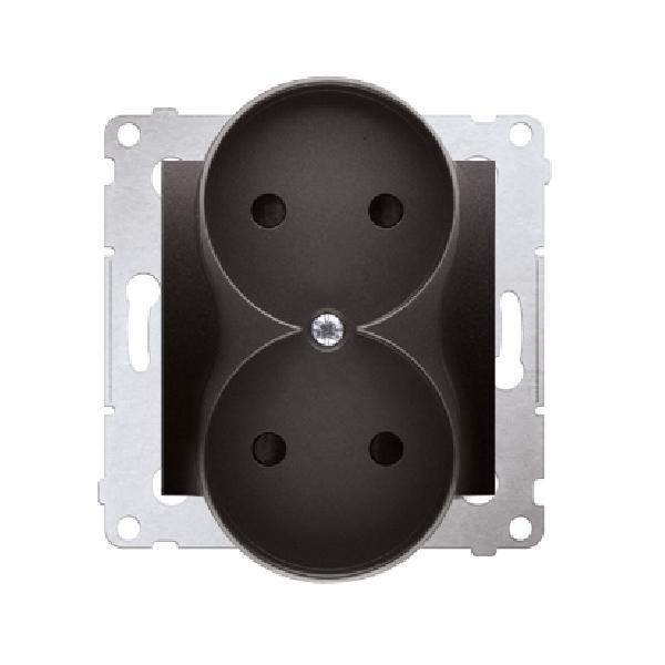 SIMON 54 gniazdo podwójne b/uz. z przesłonami zaciski śrubowe 16A 250V (moduł) do ramek S54 PREMIUM antracyt
