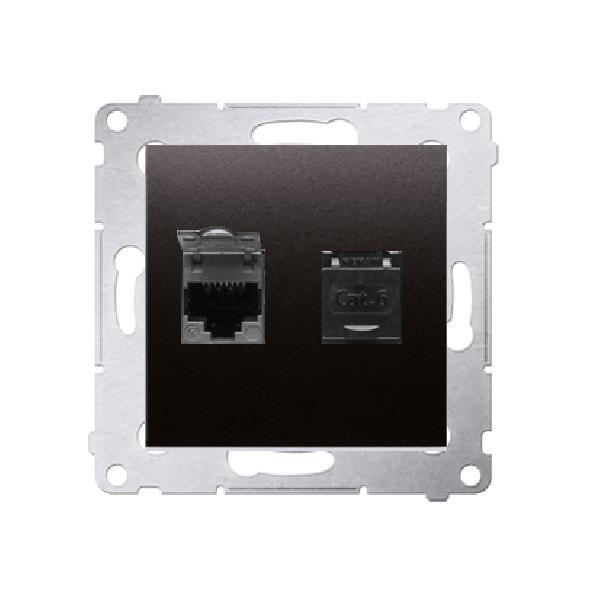 SIMON 54 gniazdo komputerowe podwójne RJ45 kat.6 z przesłoną przeciwkurzową (moduł) antracyt