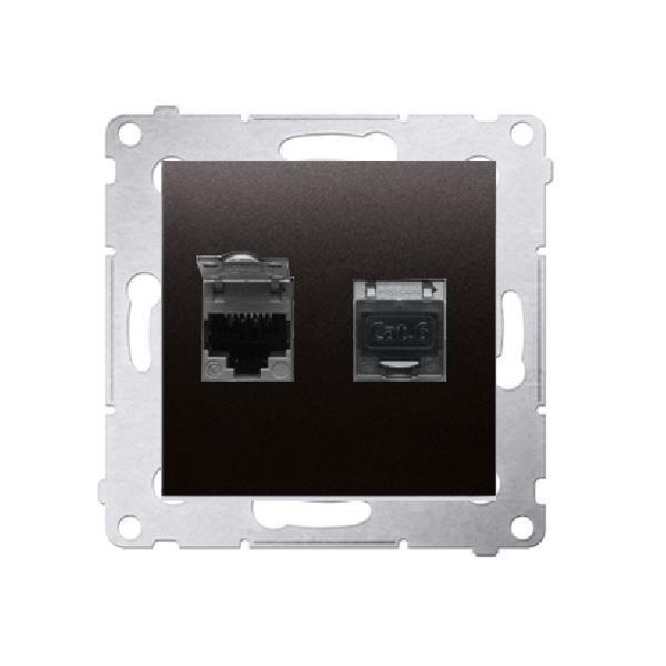 SIMON 54 gniazdo komputerowe podwójne RJ45 kat.6e z przesłoną przeciwkurzową (moduł) antracyt