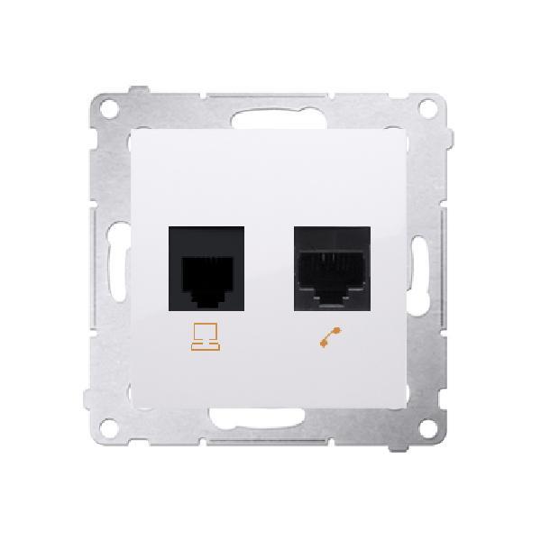SIMON 54 gniazdo komputerowe RJ45 5e + telefoniczne RJ12 (moduł) biały