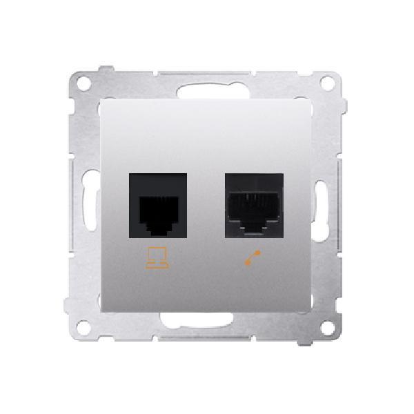 SIMON 54 gniazdo komputerowe RJ45 5e + telefoniczne RJ12 (moduł) srebrny mat