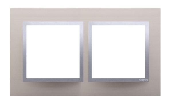 SIMON 54 NATURE ramka 2-kr. metal satynowy blask