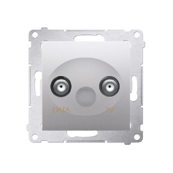 SIMON 54 gniazdo antenowe TV-DATA 5dB 5-1000MHz 2 porty wyjściowe typu "F" (moduł) srebrny mat
