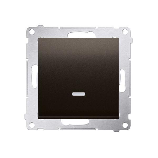 SIMON 54 wyłącznik pojedynczy z podświetleniem LED szybkozłącza 10A 250V (moduł) brązowy mat