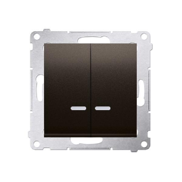 SIMON 54 wyłącznik świecznikowy IP44 z podświetleniem LED szybkozłącza 10A 250V (moduł) brązowy mat