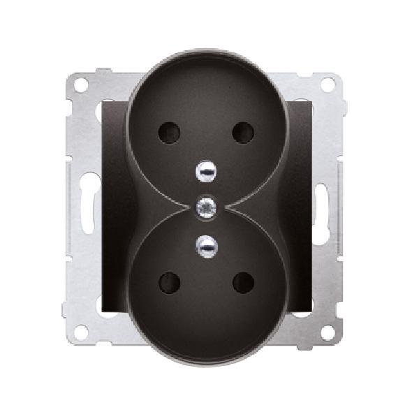 SIMON 54 NATURE gniazdo podwójne z/uz. z przesłonami zaciski śrubowe 16A 250V (moduł) do ramek NATURE antracyt