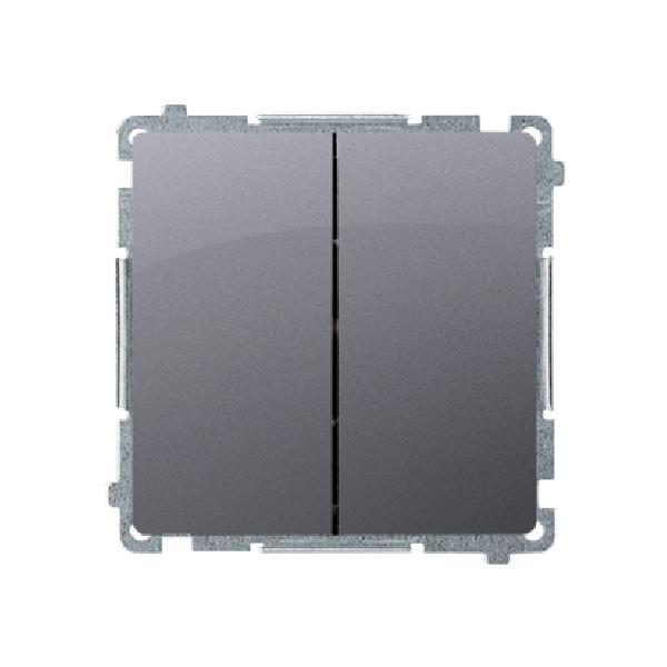 SIMON BASIC wyłacznik schodowy podwójny zaciski śrubowe 10A 250V (moduł) srebrny mat