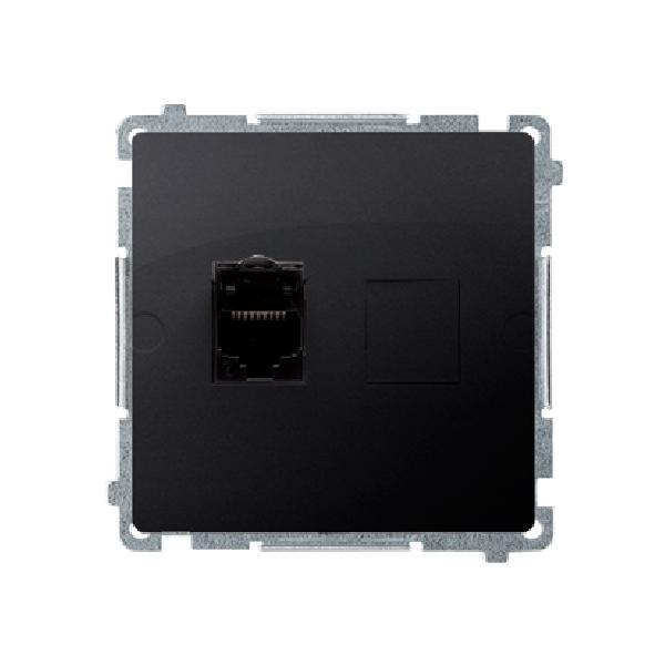SIMON BASIC gniazdo komputerowe pojedyncze RJ45 kat.6 z przesłoną przeciwkurzową (moduł) grafit matowy