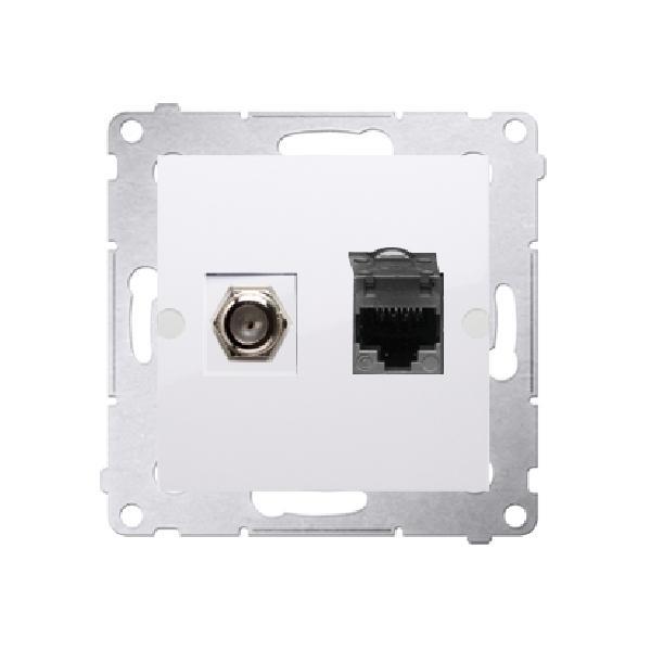 SIMON 54 gniazdo antenowe typu "F"+ RJ45 kat.6 (moduł) biały