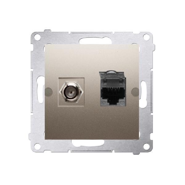 SIMON 54 gniazdo antenowe typu "F" + RJ45 kat.6 (moduł) złoty mat