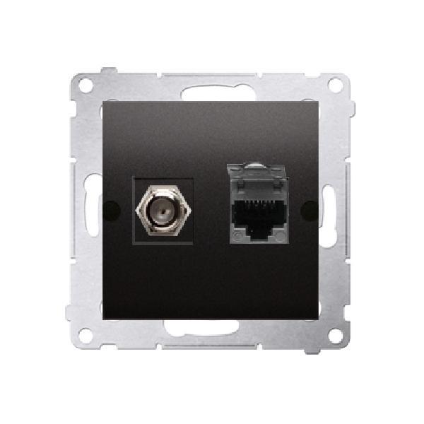 SIMON 54 gniazdo antenowe typu "F" + RJ45 kat.6 (moduł) antracyt