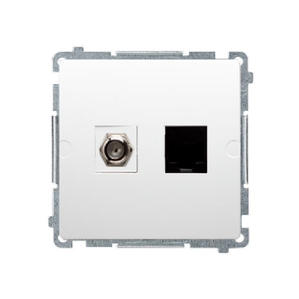 SIMON BASIC gniazdo antenowe typu F + komputerowe RJ45 kat.6 (moduł) biały