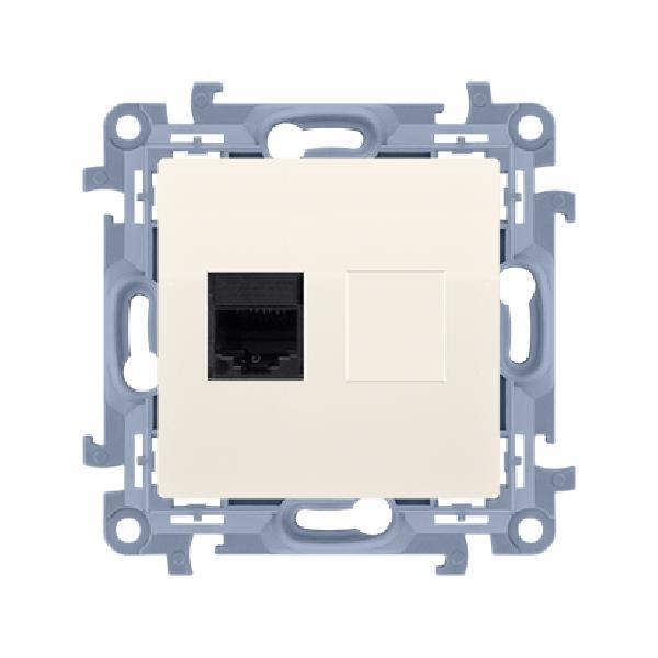 SIMON 10 gniazdo komputerowe pojedyncze RJ45 kat.5e (moduł) kremowy