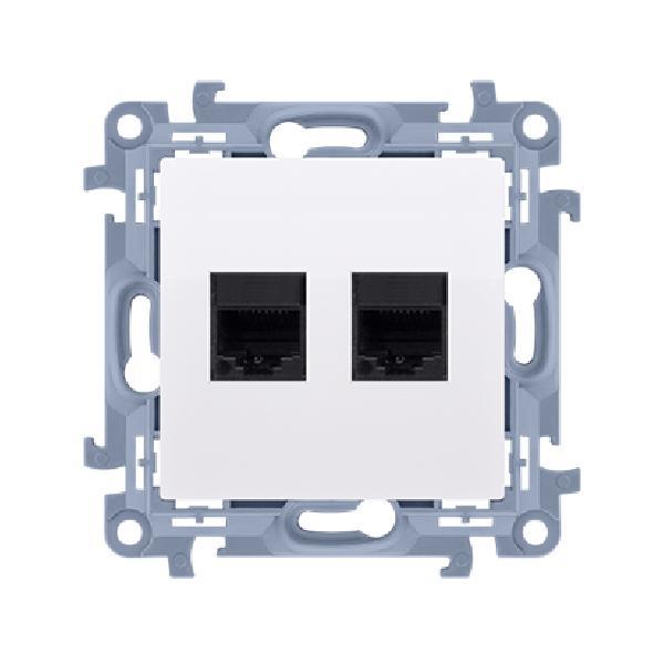 SIMON 10 gniazdo komputerowe RJ45 kat.5e + telefoniczne RJ11 (moduł) biały