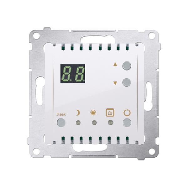 SIMON 54 regulator temperatury z wyświetlaczem i czujnikiem wewnętrznym 16(2)A 230V (moduł) biały