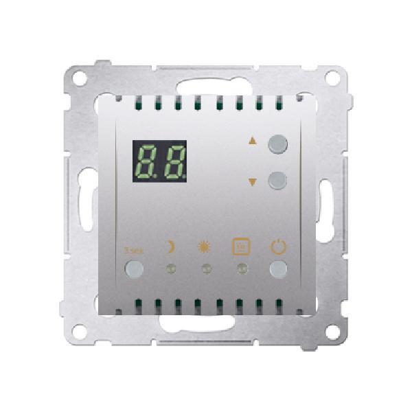 SIMON 54 regulator temperatury z wyświetlaczem i czujnikiem wewnętrznym 16(2)A 230V (moduł) srebrny mat