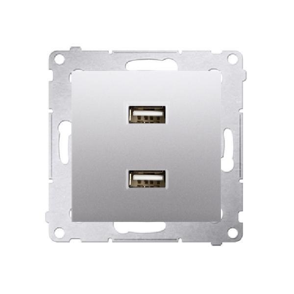 SIMON 54 ładowarka 2xUSB 2,1A, 5V DC, 230V (moduł) srebrny mat