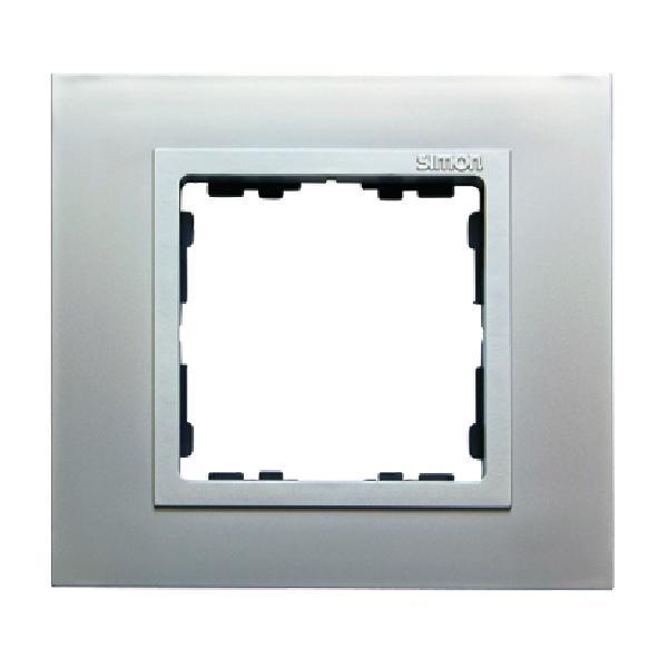 SIMON 82 NATURE ramka 1-kr. metal aluminium/pierścień aluminium mat