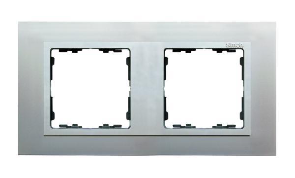 SIMON 82 NATURE ramka 2-kr. metal aluminium/pierścień aluminium mat
