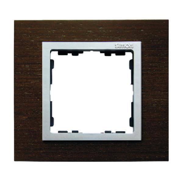 SIMON 82 NATURE ramka 1-kr. drewno wenge/pierścień aluminium mat
