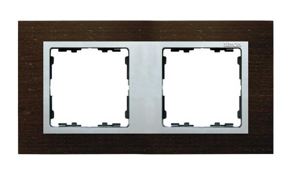SIMON 82 NATURE ramka 2-kr. drewno wenge/pierścień aluminium mat