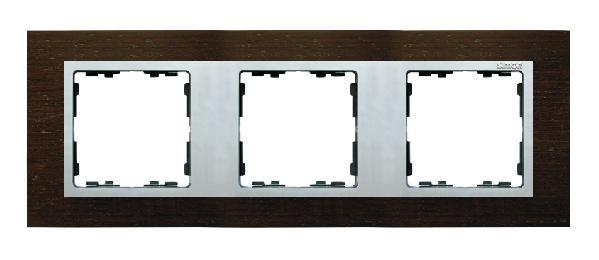 SIMON 82 NATURE ramka 3-kr. drewno wenge/pierścień aluminium mat