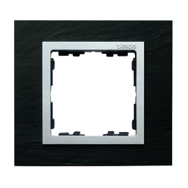 SIMON 82 NATURE ramka 1-kr. łupek/pierścień aluminium mat