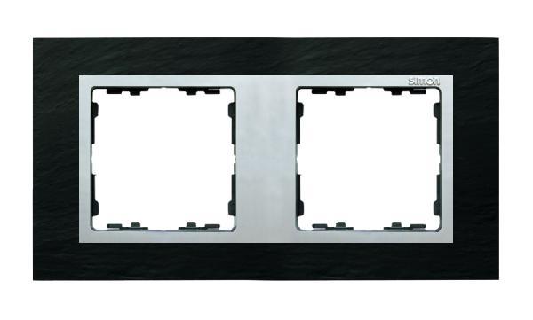 SIMON 82 NATURE ramka 2-kr. łupek/pierścień aluminium mat