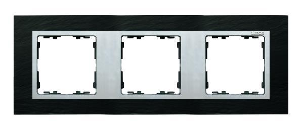 SIMON 82 NATURE ramka 3-kr. łupek/pierścień aluminium mat