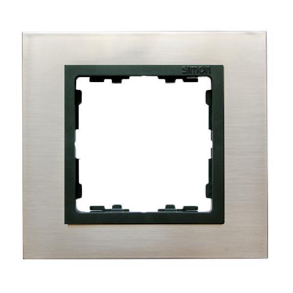 SIMON 82 NATURE ramka 1-kr. stal inox/pierścień grafit