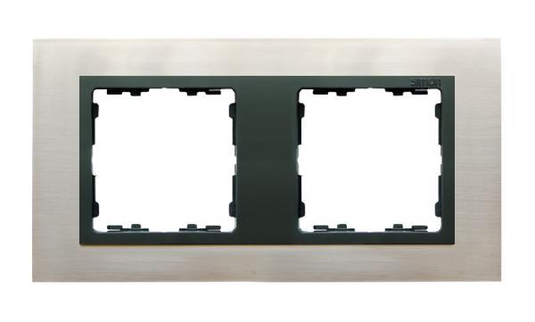 SIMON 82 NATURE ramka 2-kr. stal inox/pierścień grafit