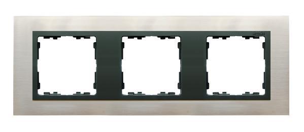 SIMON 82 NATURE ramka 3-kr. stal inox/pierścień grafit