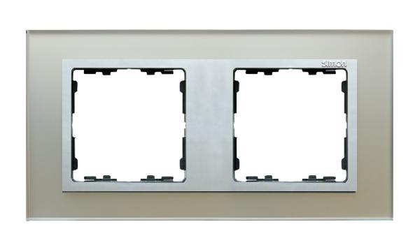 SIMON 82 NATURE ramka 2-kr. szkło srebrna/pierścień aluminium mat