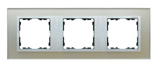 SIMON 82 NATURE ramka 3-kr. szkło srebrny/pierścień aluminium mat