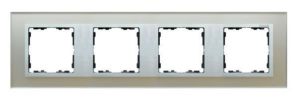 SIMON 82 NATURE ramka 4-kr. szkło srebro/pierścień aluminium mat
