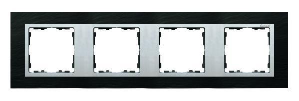 SIMON 82 NATURE ramka 4-kr. łupek/pierścień aluminium mat