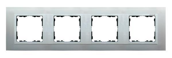 SIMON 82 NATURE ramka 4-kr. metal aluminium/pierścień aluminium mat