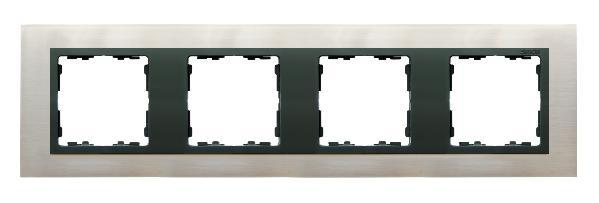 SIMON 82 NATURE ramka 4-kr. stal inox/pierścień grafit