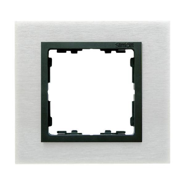 SIMON 82 NATURE ramka 1-kr. metal Inox mat/pierścień grafit