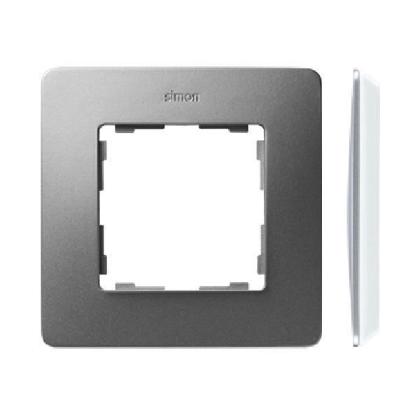 SIMON 82 DETAIL ORIGINAL ramka 1-kr. aluminium/podstawa biały